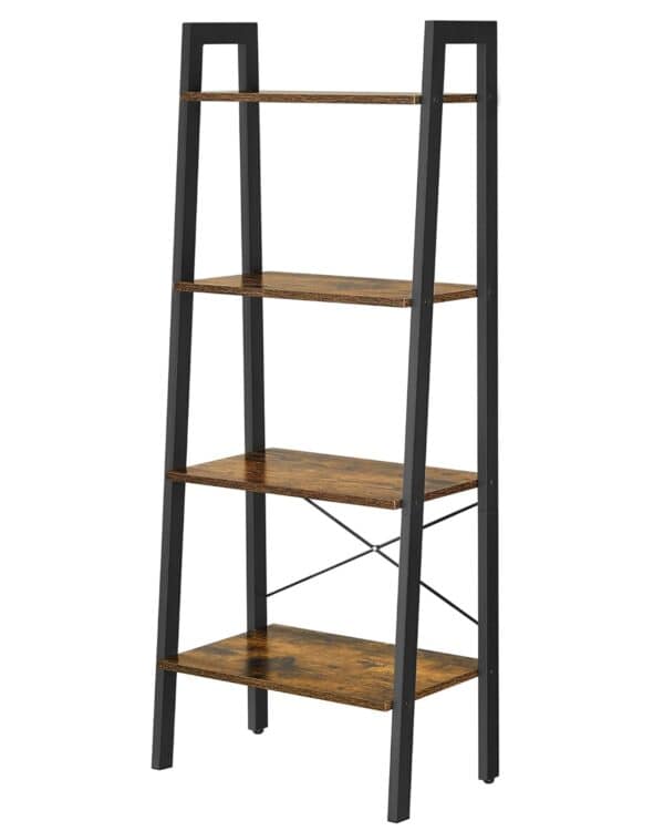 VASAGLE Bücherregal 4‑stufiges Leiterregal, Stahlrahmen, Industrie‑Design
