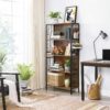 VASAGLE Bücherregal 5 Ablagen, 4 S‑Haken, 30×74×154 cm, vintage braun‑schwarz