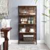 VASAGLE Bücherregal 5 Ablagen, 4 S‑Haken, 30×74×154 cm, vintage braun‑schwarz