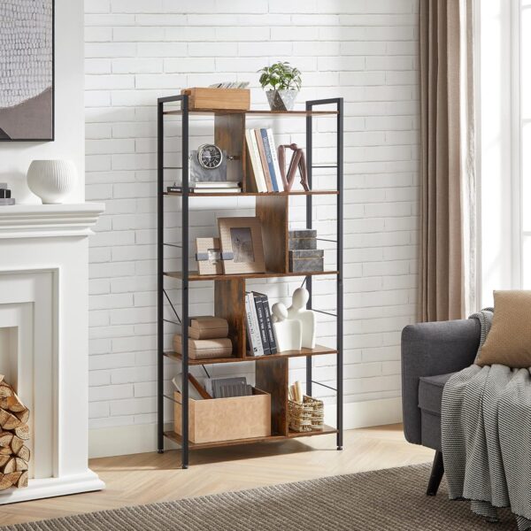 VASAGLE Bücherregal 5‑Ebenen offenes Industrie‑Design Standregal