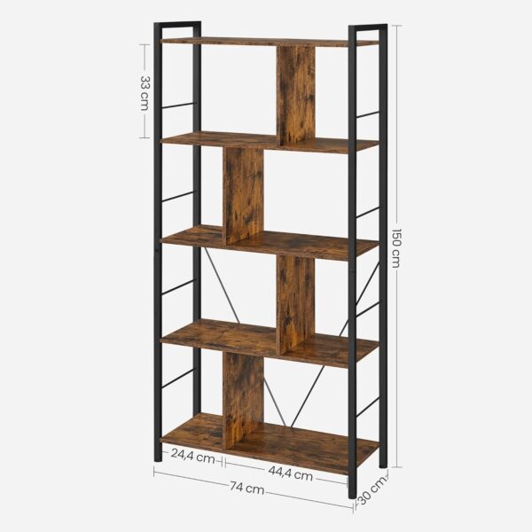VASAGLE Bücherregal 5‑Ebenen offenes Industrie‑Design Standregal