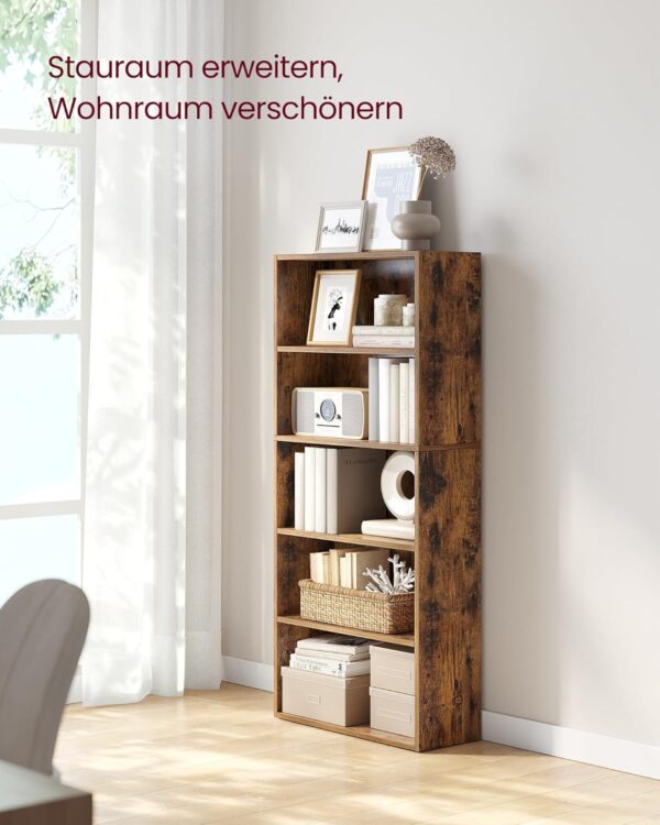 VASAGLE Bücherregal 5 Ebenen verstellbare Einlegeböden vintagebraun