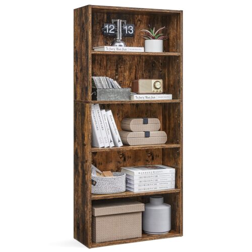 VASAGLE Bücherregal 5 Ebenen verstellbare Einlegeböden vintagebraun
