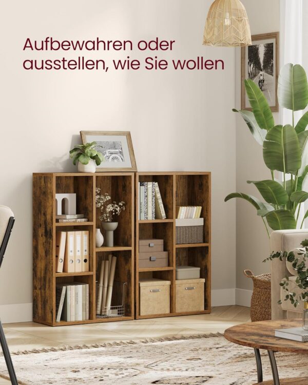 VASAGLE Bücherregal 5‑fach Vintage Braun Standregal für Wohn‑ & Büro