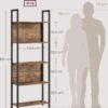 VASAGLE Bücherregal 5 Regalböden Stahlgestell Industrie-Design vintagebraun‑tintenschwarz