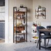 VASAGLE Bücherregal 5 Regalböden Stahlgestell Industrie-Design vintagebraun‑tintenschwarz