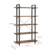 VASAGLE Bücherregal 5‑stufiges Standregal – industrielles Design, vintage braun‑schwarz, einfacher Aufbau