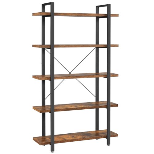 VASAGLE Bücherregal 5‑stufiges Standregal – industrielles Design, vintage braun‑schwarz, einfacher Aufbau