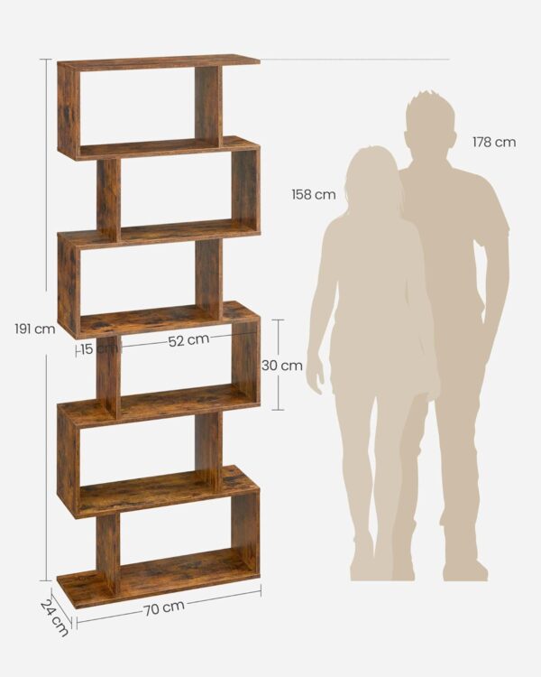 VASAGLE Bücherregal 6 Ebenen 24 × 70 × 191 cm freistehend, modern