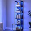 VASAGLE Bücherregal 6 Ebenen einstellbare LED‑Beleuchtung Stahlrahmen