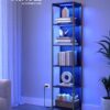 VASAGLE Bücherregal 6 Ebenen einstellbare LED‑Beleuchtung Stahlrahmen
