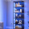VASAGLE Bücherregal 6‑fach, einstellbare LED‑Beleuchtung, stabiler Stahlrahmen