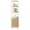 VASAGLE Bücherregal 6‑fach, Rattan‑Tür, verstellbarer Einlegeboden, Metallrahmen