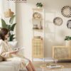 VASAGLE Bücherregal 6‑fach, Rattan‑Tür, verstellbarer Einlegeboden, Metallrahmen