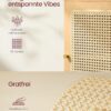 VASAGLE Bücherregal 6‑fach, Rattan‑Tür, verstellbarer Einlegeboden, Metallrahmen