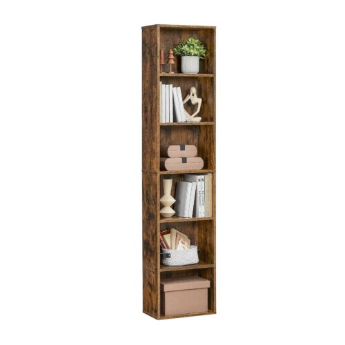 VASAGLE Bücherregal 6‑stöckig offenes Design vintagebraun 24×40×178,5 cm