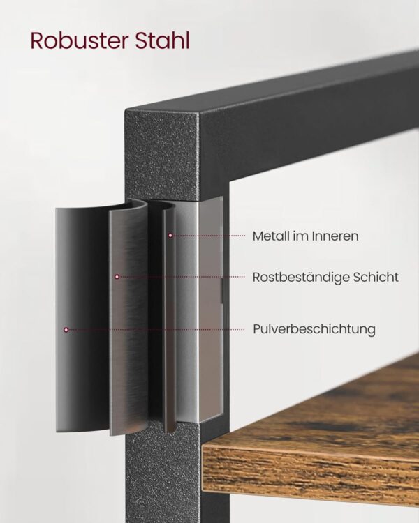 VASAGLE Bücherregal 6‑stufig – Stahlrahmen, freistehend, Industrie‑Design 30 x 80 x 186 cm