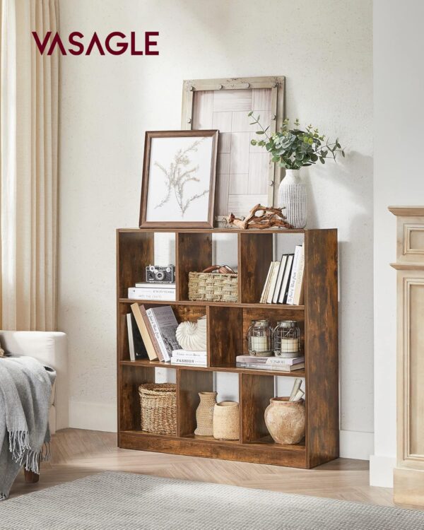 VASAGLE Bücherregal 8 offene Fächer, Würfel‑Design, flexibel, 30×97,5×100 cm