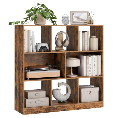 VASAGLE Bücherregal 8 offene Fächer, Würfel‑Design, flexibel, 30×97,5×100 cm
