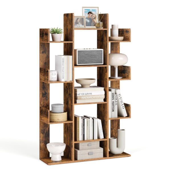 VASAGLE Bücherregal Baumform 13‑Fächer vintagebraun 25×86×140 cm