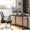 VASAGLE Computertisch 100x50x76 cm Vintage Braun/Tintenschwarz – kompakt