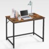 VASAGLE Computertisch 100x50x76 cm Vintage Braun/Tintenschwarz – kompakt