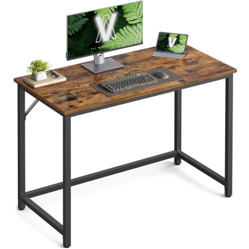 VASAGLE Computertisch 100x50x76 cm Vintage Braun/Tintenschwarz – kompakt