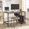 VASAGLE Computertisch LWD47X 120x60x76 cm, moderner Vintage‑Look, schwarz‑braun