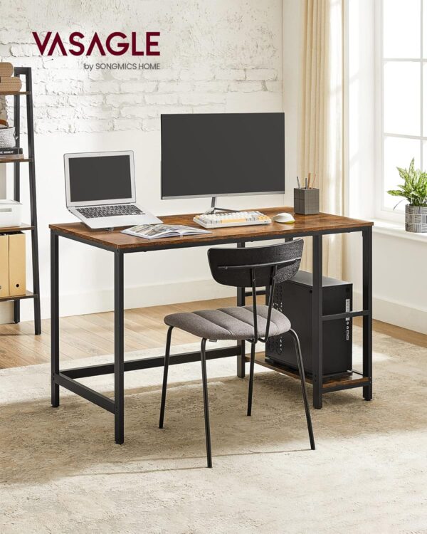 VASAGLE Computertisch LWD47X 120x60x76 cm, moderner Vintage‑Look, schwarz‑braun