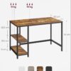 VASAGLE Computertisch LWD47X 120x60x76 cm, moderner Vintage‑Look, schwarz‑braun