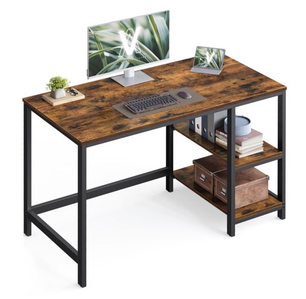 VASAGLE Computertisch LWD47X 120x60x76 cm, moderner Vintage‑Look, schwarz‑braun