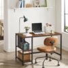 VASAGLE Computertisch LWD47X 120x60x76 cm, moderner Vintage‑Look, schwarz‑braun