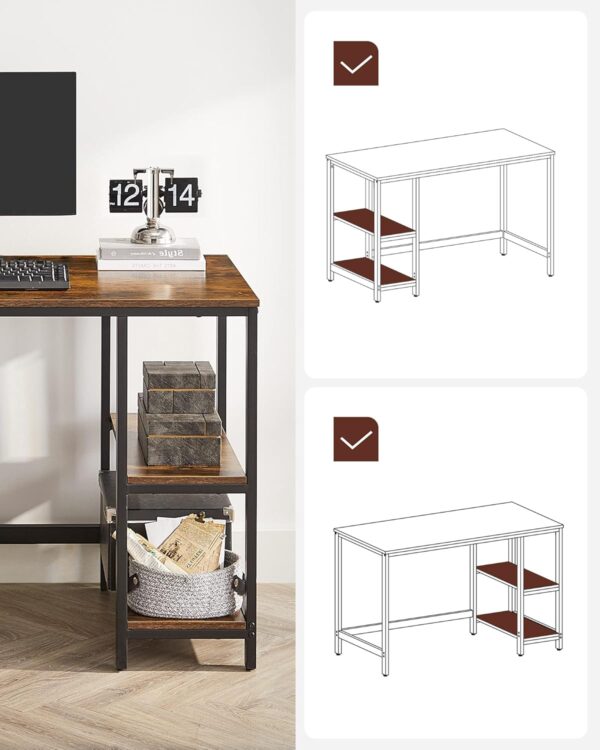 VASAGLE Computertisch LWD47X 120x60x76 cm, moderner Vintage‑Look, schwarz‑braun