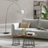 VASAGLE Couchtisch 2er Set – runde Tischplatte, Stahlgestell, naturwalnussfarbe