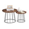 VASAGLE Couchtisch 2er Set – runde Tischplatte, Stahlgestell, naturwalnussfarbe