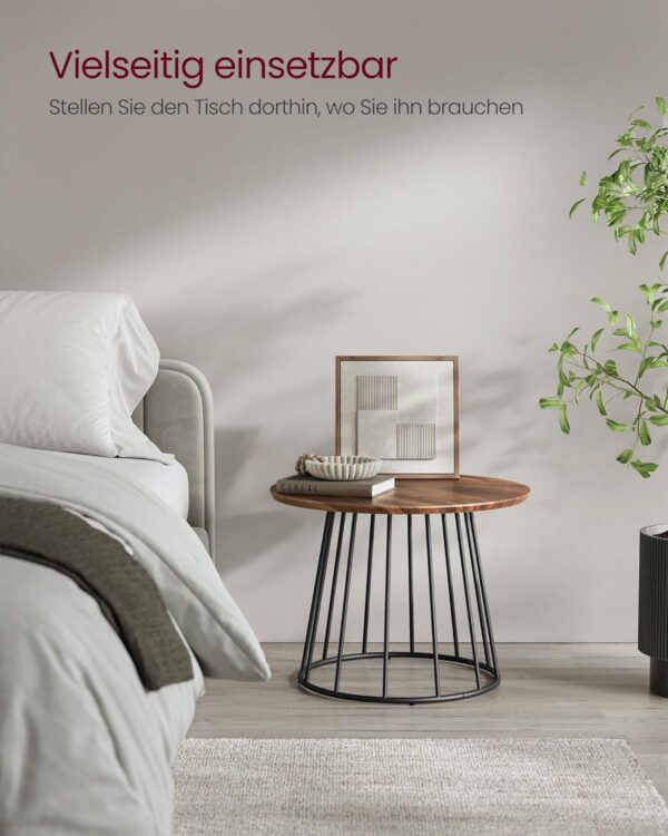 VASAGLE Couchtisch 2er Set – runde Tischplatte, Stahlgestell, naturwalnussfarbe