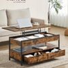 VASAGLE Couchtisch höhenverstellbar Schublade & offenes Fach 50×100 cm braun‑schwarz