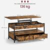 VASAGLE Couchtisch höhenverstellbar Schublade & offenes Fach 50×100 cm braun‑schwarz