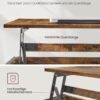 VASAGLE Couchtisch höhenverstellbar, Stauraum, X‑Streben, vintagebraun‑schwarz