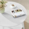 VASAGLE Couchtisch rund 80 cm 2‑stufig schneeweiß – leicht zu montieren