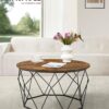 VASAGLE Couchtisch Stahlgestell Vintage Braun‑Schwarz Industrie‑Design