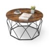 VASAGLE Couchtisch Stahlgestell Vintage Braun‑Schwarz Industrie‑Design