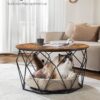 VASAGLE Couchtisch Stahlgestell Vintage Braun‑Schwarz Industrie‑Design
