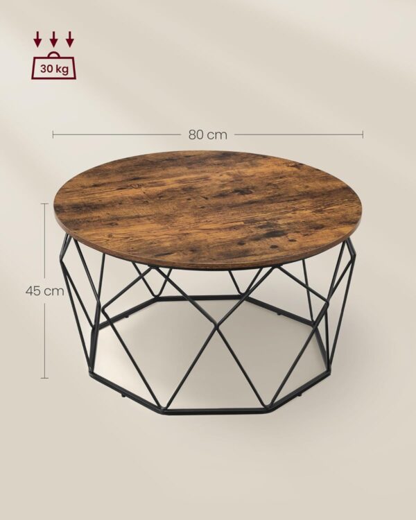 VASAGLE Couchtisch Stahlgestell Vintage Braun‑Schwarz Industrie‑Design