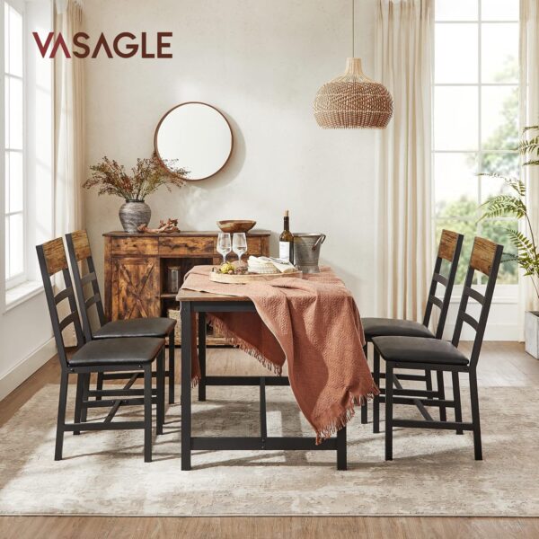 VASAGLE Doppel‑Essstühle gepolsterter Sitz, Stahlrahmen, rustikales Braun