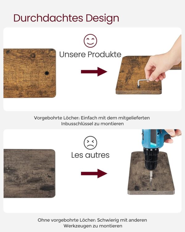 VASAGLE Eckregal 2er Set L‑förmig Industrie‑Design vintagebraun‑schwarz