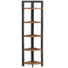 VASAGLE Eckregal 5 Ablagen, 30 x 30 x 150 cm, Industrie‑Design, Vintage Braun/Schwarz