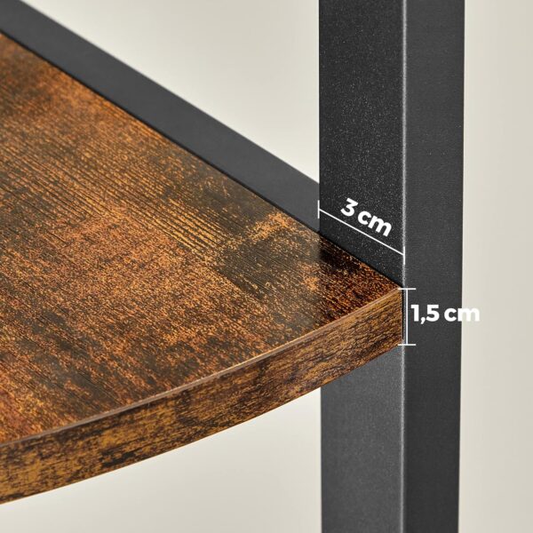 VASAGLE Eckregal 5 Ablagen, 30 x 30 x 150 cm, Industrie‑Design, Vintage Braun/Schwarz