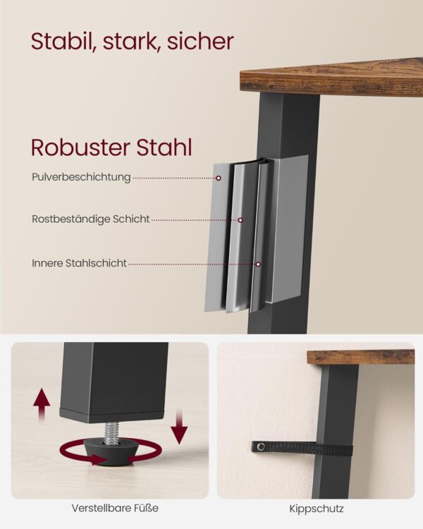 VASAGLE Eckregal 5‑Ebenen Leiter, Industrie‑Design, Stahlrahmen (braun‑schwarz)