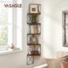 VASAGLE Eckregal Zickzack‑Design 5 Ebenen vintage Braun‑Schwarz